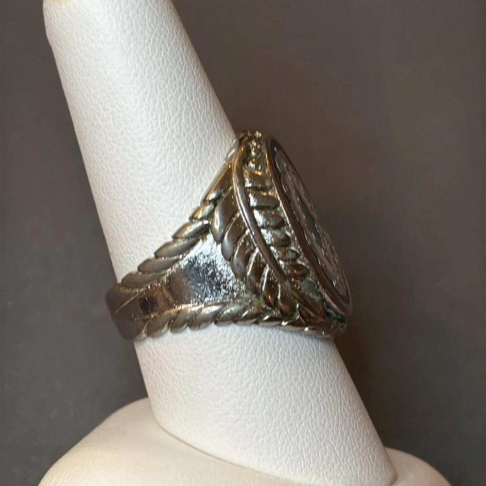 Sterling Ring with Inlaid Turquoise, Mother of Pearl and Onyx